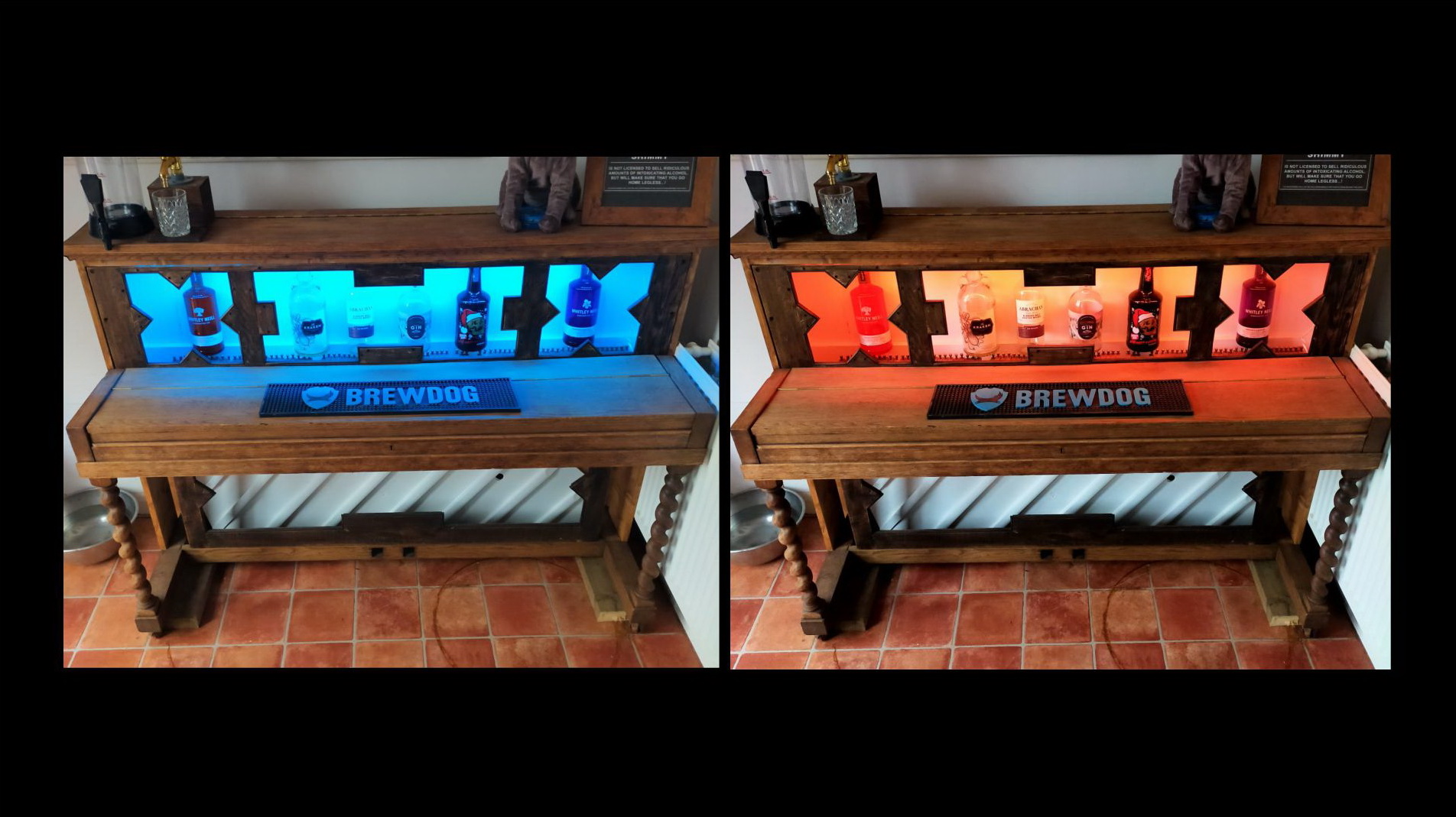 Piano after with Illuminated drinks cabinet